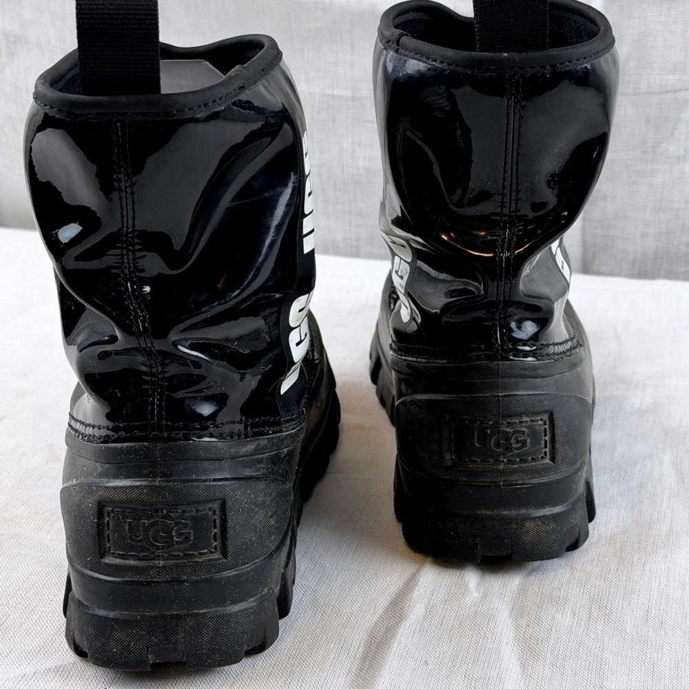 UGG Kids Girls Classic Brellah Mini Black Waterproof Rain Boots Bold Logo Size 2